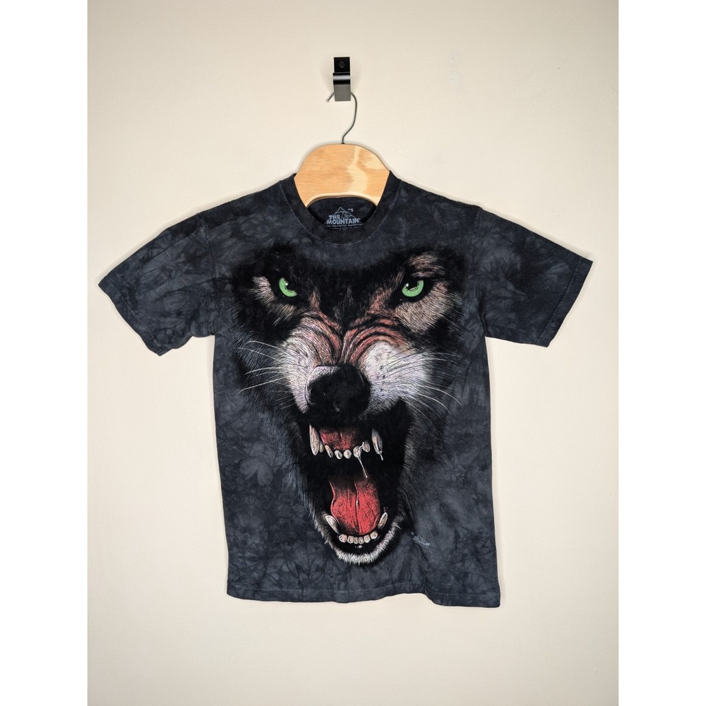 The Mountain Snarling Alpha Wolf‎ T Shirt Small Gray Black Tie Dye 2009 USA - Picture 2 of 8